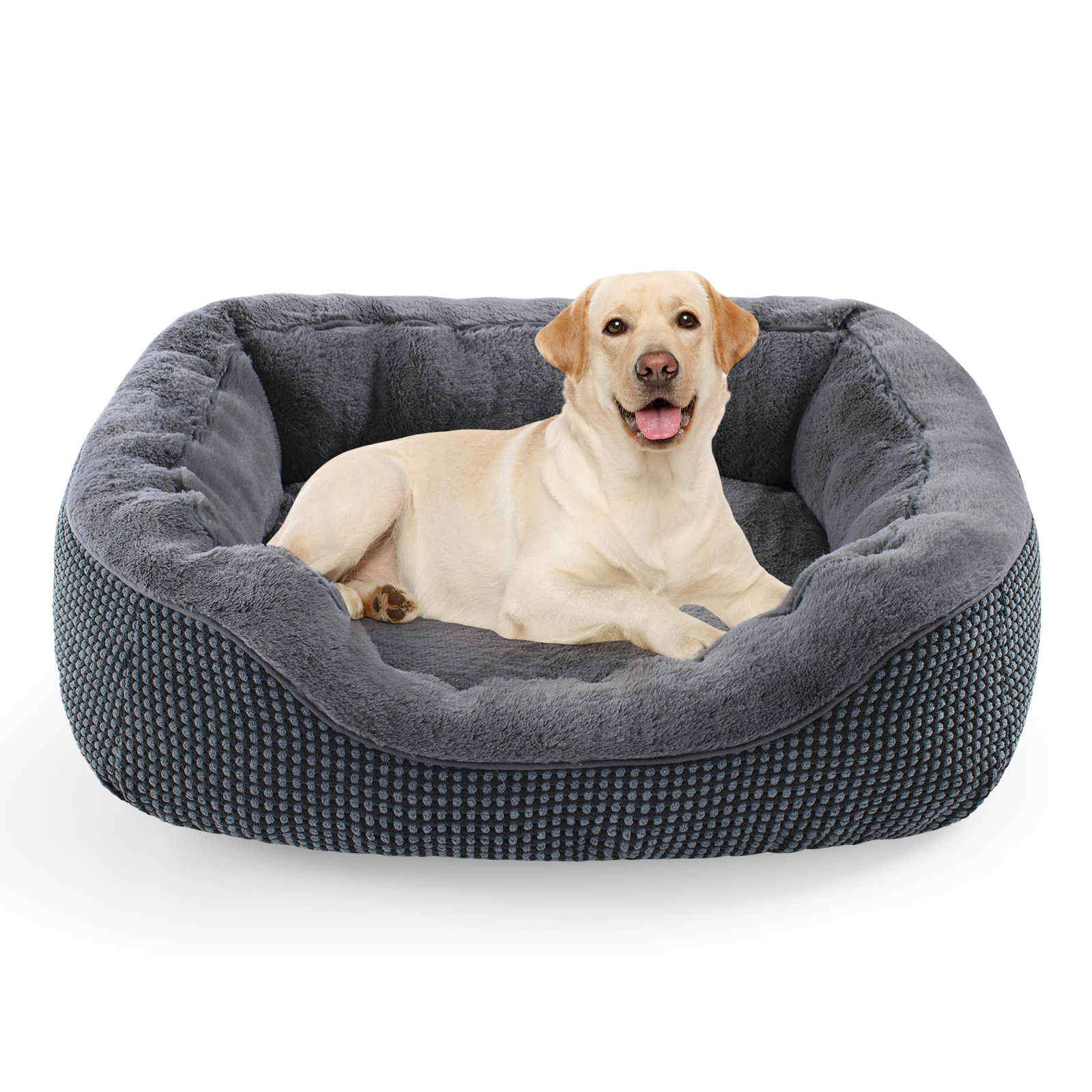 SHU UFANRO Washable Large Dog Beds for Medium Sized Dogs, Rectangle Pet Beds with Anti Slip Bottom, Dog Couch Bed, Pet Sofa Bed, Gray, 35"x25"x9"