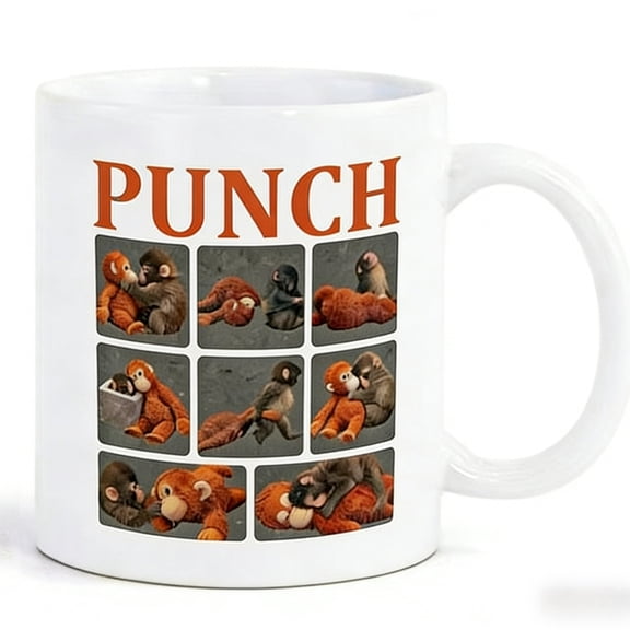 SHUAGNCR-Punch Monkey Cup, Monkey Gifts - Happy Birthday Gifts Monkey Mother's Day Presents, Gift Father's Day, Ceramic Safe Mugs - Humor Gift (C)