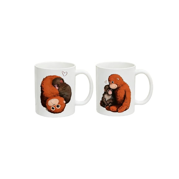 SHUAGNCR-Punch Monkey Cup, Monkey Gifts - Happy Birthday Gifts Monkey Mother's Day Presents, Gift Father's Day, Ceramic Safe Mugs - Humor Gift (D)