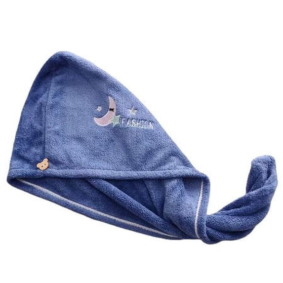 SHUDAGENG Bathroom Storage Strong Absorbent Shower Cap, Quick-drying Towel, Women's Baotou Through Embroidery Drying Cap, Women's Long Hair Thickening, Absorbent Drying Towel, Blue(Buy 2 deliver 3)