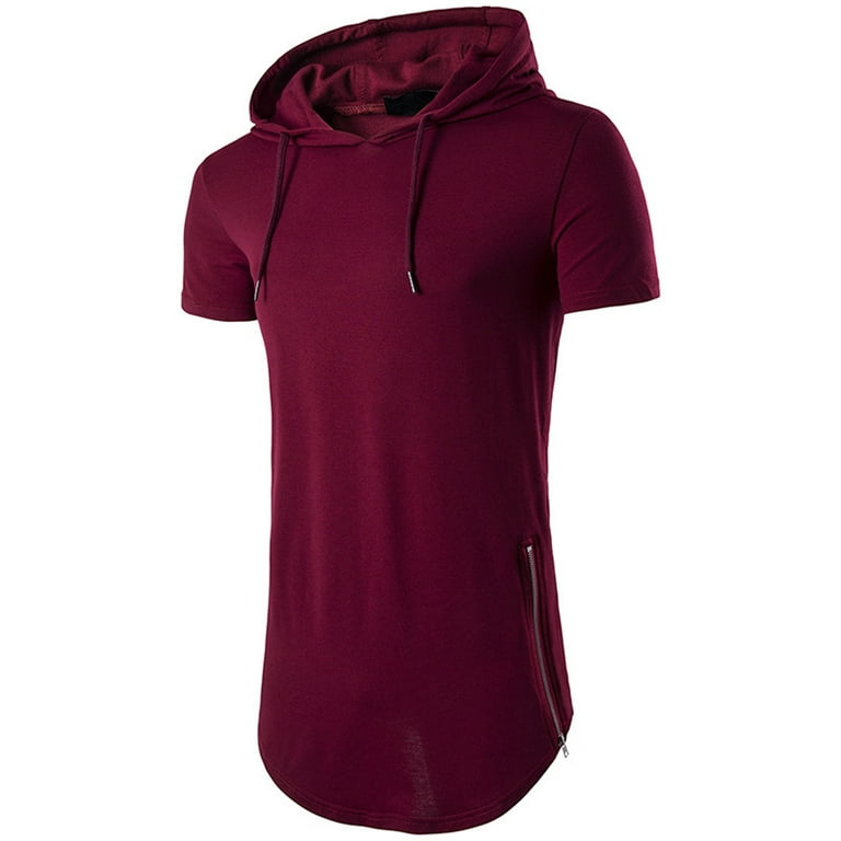 SHUDAGENG Mens Trendy Hip Hop Longline Pullover Hoodie Side Zipper