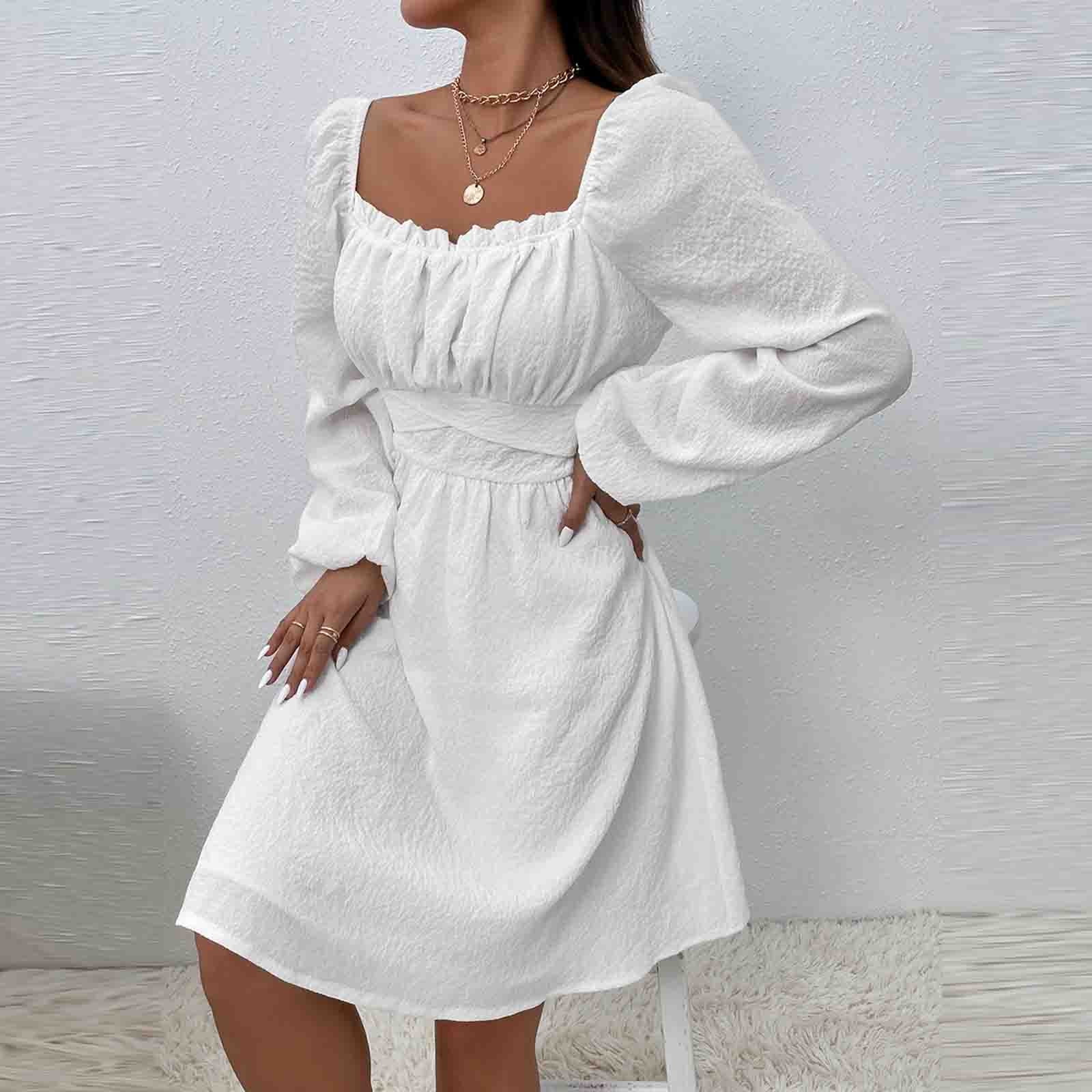 White peasant cheap dress short
