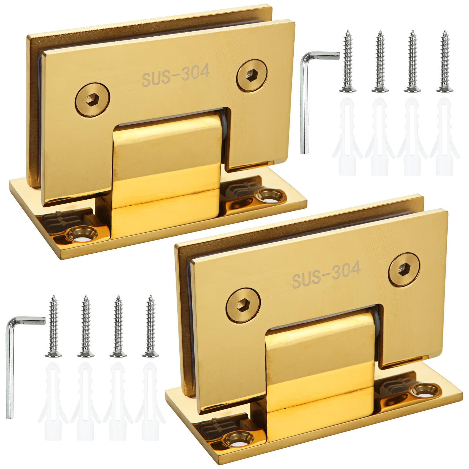 SHUESS 2 Pack 90 Degree Glass Door Hinges Frameless Heavy Duty ...