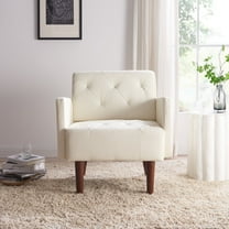 SHUIBAOBAO PU AccentChair,Mid Century Modern Leather Armchair Velvet Upholstered Comfy Chair Back Lounge Reading Chair for Bedroom,ChairApplicable to Each Space,LivingroomBedchamber,White