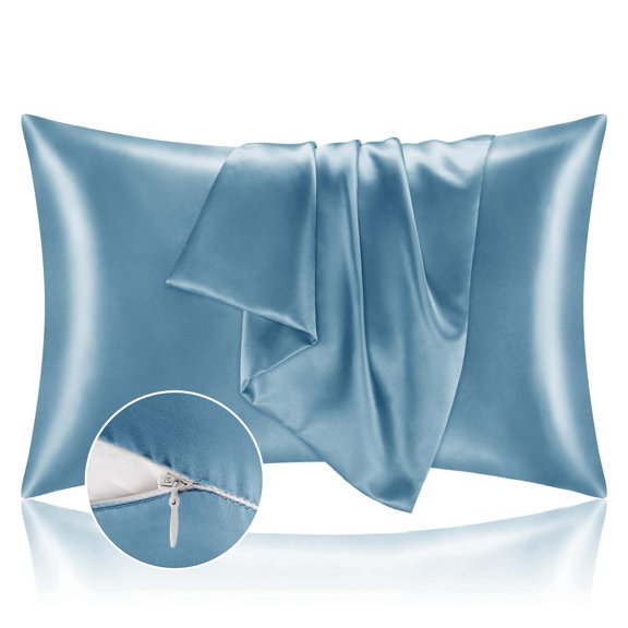 SHUNFUKUN Zipper Satin Pillowcases, Standard Size 20"x26",