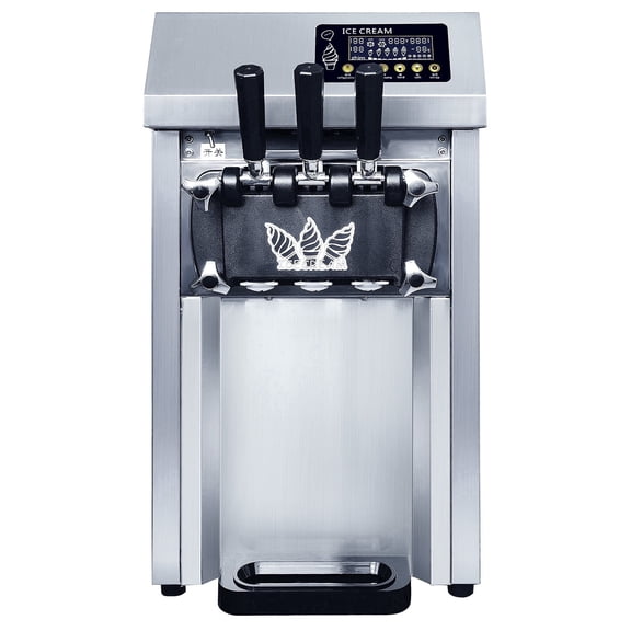 SHUNHENGYE Commercial Soft Ice Cream Machine A126 Countertop w/ Pre-Cool, 2+1 Flavors, 20-29L High Output, 1255W Compressor