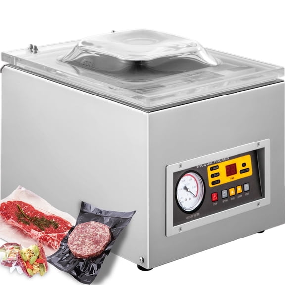 SHUNHENGYE DZ-260C Automatic Vacuum Sealer - 120W High-Power Vacuum Pump, 304 Stainless Steel, 10" Sealing Length, 2.9 Cfm Suction, 100Pa Vacuum, Single Chamber