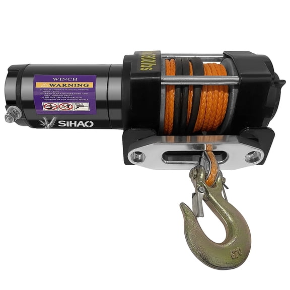 SHUNJITAI 3500Lbs Electric Winch, Synthetic Rope with Wireless Remote & Handle, Includes Mounting Plate & Rope Guide for Off-Road Vehicle & Trailer Recovery