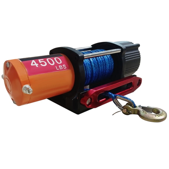 SHUNJITAI 4500LBS Synthetic Rope Electric Winch with Wireless & Wired Dual Control, Includes Mounting Plate and Rope Guard, IP67 Waterproof Copper Motor, for Off-Road Rescue and Trailer