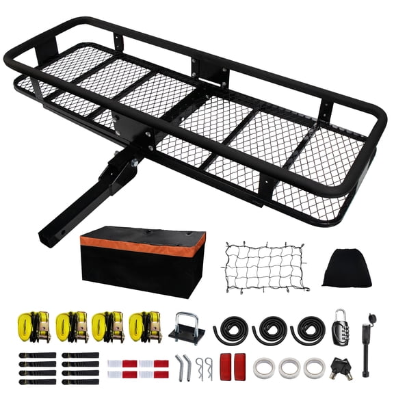 SHUNJITAI 500LBS Foldable Hitch Cargo Carrier with 100% Waterproof Sealing 700D Fabric, Includes Luggage Net, 8 Ropes, Wheel Belts & Locks for Road Trips, Camping, Moving