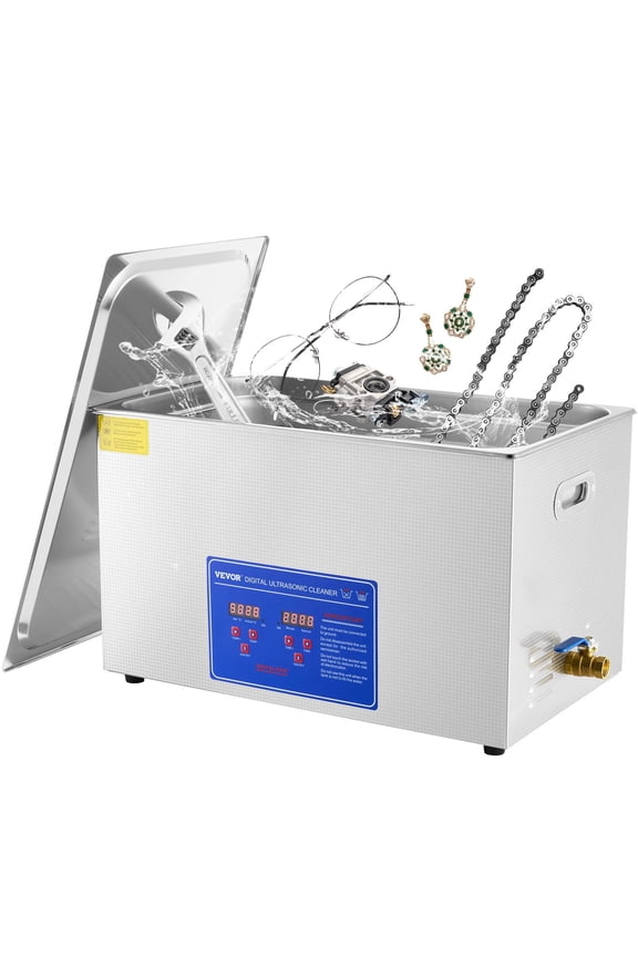 JPS-100A Digital Ultrasonic Cleaner Provides 40kHz High-Frequency Cleaning with Adjustable Heating, a 27.2-Liter Large Capacity and a Stainless Steel Basket to Easily Clean