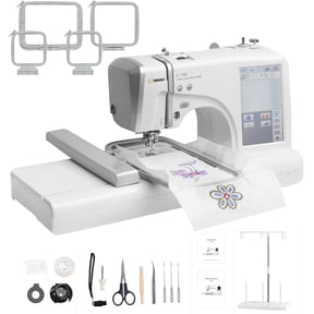 SHUNJITAI MRSV-700 Household Embroidery Sewing Machine, 7-Inch Touchscreen, 162 Stitches, 150 Patterns, 10 Fonts, 860 Max Speed, Auto Cutter, 4 Hoops