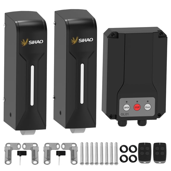 SHUNJITAI PK600GL Roller Wheel Swing Gate Opener Dual 40W Powerful Motor, Max. Single-Leaf Weight 600kg / Length 4m, WiFi Function, Remote Control, Obstacle Detection