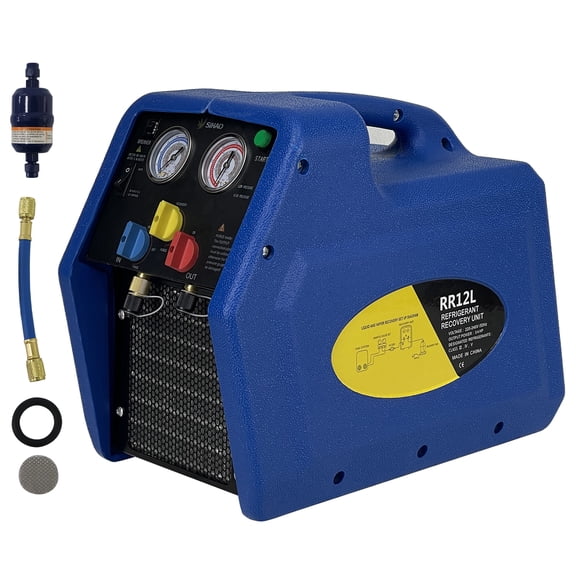 SHUNJITAI RR12L Refrigerant Recovery Unit- 3/4 HP Single-Cylinder Compressor for R32/R410A/R134a A1/A2L Refrigerants, 3-Knob Operation with Purge Function, Portable