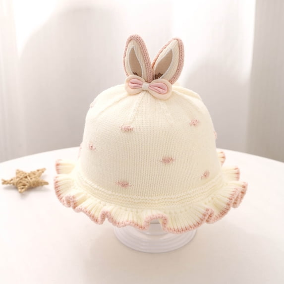 SHUNSUI Baby Girl Winter Hat Bow Knitted Ear Cap Soft Windproof Cold