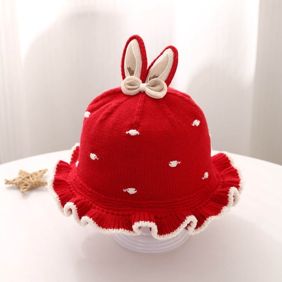 SHUNSUI Baby Girl Winter Hat Bow Knitted Ear Cap Soft Windproof Cold