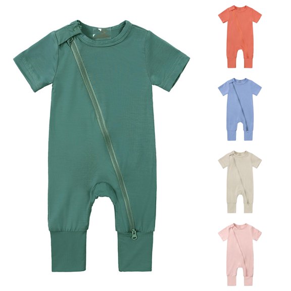 SHUNSUI Baby Rompers Footless Pajamas Zipper Short Sleeve Sleeper Jumpsuit Little Girls Jumpsuit Girls Baby Clothes Baby Girl Outfit 3-6 Months Toddler Jumpsuit Girls 2t Joys Girl Cat and Clothes