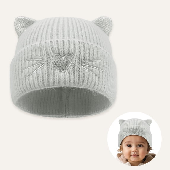 SHUNSUI Kids Cat Knit Hat Embroidered Ears Winter Warm Cap Cold Weather