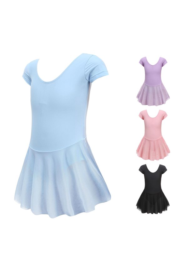 Kids Toddler Baby Girls Spring Summer Solid Short Sleeve Gymnastics Dress Dress Clothes Long Sleeve Knitted Dress Little Girls Summer Dresses Dress Size 5 Back Dress for Wedding Size 5 Girls