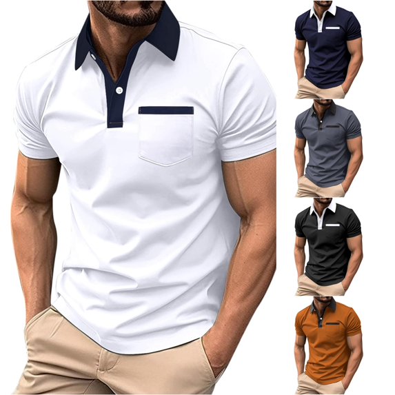 SHUNSUI Men's Leisure Fashion Design Lapel Button Pocket Short Sleeve Tops Shirt for Men Short Sleeve Men T Shirts Casual Short Sleeve Journey T Shirt T Shirt Men Men Shirt Pack Short Sleeve Scrub