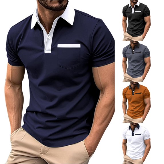 SHUNSUI Men's Leisure Fashion Design Lapel Button Pocket Short Sleeve Tops Shirt for Men Short Sleeve Men T Shirts Casual Short Sleeve Journey T Shirt T Shirt Men Men Shirt Pack Short Sleeve Scrub
