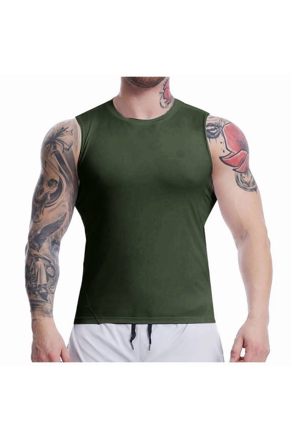 Sleeveless Compression Undershirt Athletic Workout Training Running Basketball Tank Top Blank Tee Shirts Shirt Men Cold Gear Men T Shirt Pack Turtleneck Tee for Men Heat compatible with
