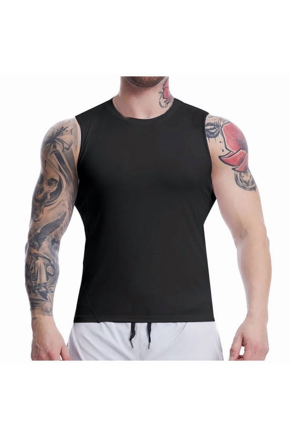 Sleeveless Compression Undershirt Athletic Workout Training Running Basketball Tank Top Blank Tee Shirts Shirt Men Cold Gear Men T Shirt Pack Turtleneck Tee for Men Heat compatible with