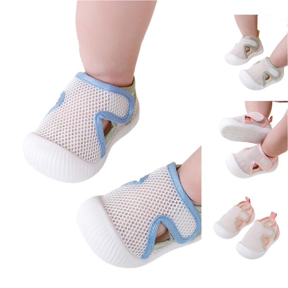 SHUNSUI Summer Boys and Girls' Baby Boys' Girls' Mesh Breathable Soft Soled Shoes for Learning To Walk Every Step Shoes Shoe for Girls Baby Walking Shoes Stage 1 Strip Shoes 18 Month Girl Shoes Hard