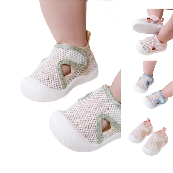 SHUNSUI Summer Boys and Girls' Baby Boys' Girls' Mesh Breathable Soft Soled Shoes for Learning To Walk Every Step Shoes Shoe for Girls Baby Walking Shoes Stage 1 Strip Shoes 18 Month Girl Shoes Hard
