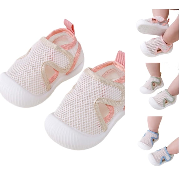 SHUNSUI Summer Boys and Girls' Baby Boys' Girls' Mesh Breathable Soft Soled Shoes for Learning To Walk Every Step Shoes Shoe for Girls Baby Walking Shoes Stage 1 Strip Shoes 18 Month Girl Shoes Hard