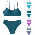 thumbnail image 1 of SHUNSUI Toddler Girl 2 Piece Swimsuit Sport Solid High Waist Bikini Set Swimwear Bathing Suit Swimsuit for Girls 12-14 Girls Swimsuit Size M Girls Competition Swimsuits Size 12 Big Girls 3 Piece, 1 of 3