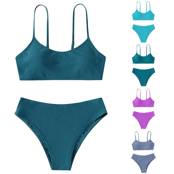 SHUNSUI Toddler Girl 2 Piece Swimsuit Sport Solid High Waist Bikini Set Swimwear Bathing Suit Swimsuit for Girls 12-14 Girls Swimsuit Size M Girls Competition Swimsuits Size 12 Big Girls 3 Piece