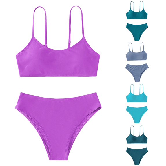 SHUNSUI Toddler Girl 2 Piece Swimsuit Sport Solid High Waist Bikini Set Swimwear Bathing Suit Swimsuit for Girls 12-14 Girls Swimsuit Size M Girls Competition Swimsuits Size 12 Big Girls 3 Piece