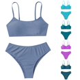 thumbnail image 1 of SHUNSUI Toddler Girl 2 Piece Swimsuit Sport Solid High Waist Bikini Set Swimwear Bathing Suit Swimsuit for Girls 12-14 Girls Swimsuit Size M Girls Competition Swimsuits Size 12 Big Girls 3 Piece, 1 of 3