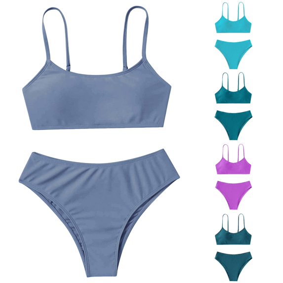 SHUNSUI Toddler Girl 2 Piece Swimsuit Sport Solid High Waist Bikini Set Swimwear Bathing Suit Swimsuit for Girls 12-14 Girls Swimsuit Size M Girls Competition Swimsuits Size 12 Big Girls 3 Piece