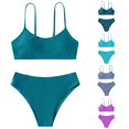 thumbnail image 1 of SHUNSUI Toddler Girl 2 Piece Swimsuit Sport Solid High Waist Bikini Set Swimwear Bathing Suit Swimsuit for Girls 12-14 Girls Swimsuit Size M Girls Competition Swimsuits Size 12 Big Girls 3 Piece, 1 of 3