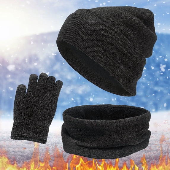 SHUNSUI Unisex Wool Hat Scarf Gloves 3 Piece Cute Snow Winter Set