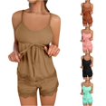 thumbnail image 1 of SHUNSUI Women Suspender Shorts Solid Color Home Wear Wearable Pajamas Set Thick Pajamas Women 7 Piece Pajama Set for Women Ladies Pajamas Pajamas for Pajama Shorts for Women Pack Flannel Pajama Set, 1 of 7