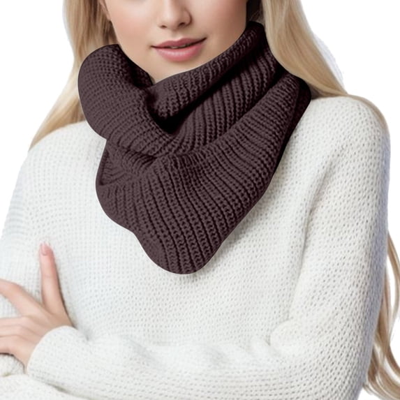 SHUNSUI Women Thick Knit Double Circle Loop Pullover Scarf Winter Warm Collar