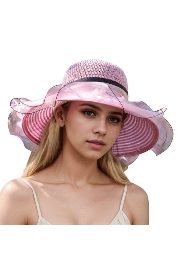Women's Summer Sun Hat Senior Sense Of Temperament Elegant Large Brim Hat Breathable Edge Sun Hat Pillbox Hat Turret Cap Mens Hat Painter Hats Men Silk Women Artist Knit Hats for Women 90s