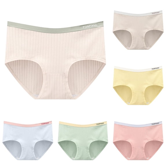 SHUNSUI Women's Threaded Threaded Mid Rise Panties Juniors Underwear Granny Panties for Women No Line Panties for Women Bikini Skeleton Panties for Women Underwear Seamless Deal for Seamless