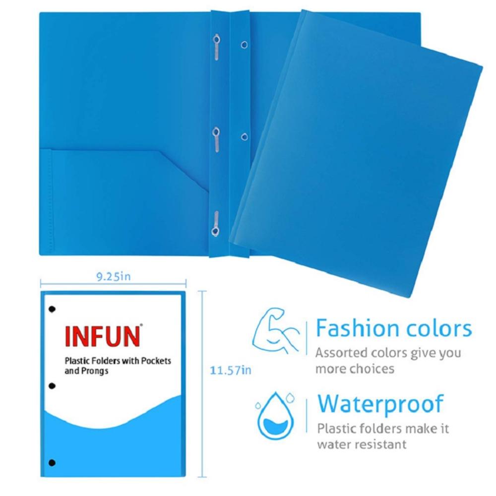 SHUNXIN Dunwell Colored Plastic Folder with Pockets and Prongs (2 Pcs