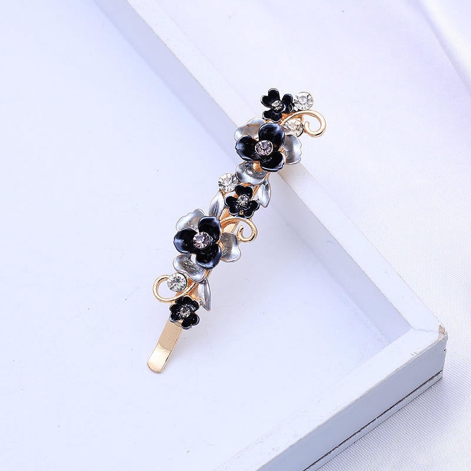 SHUNXIN Rhinestone Bling Flower Small Mini Barrette Decorative Hair