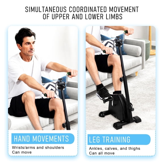 SHUO Y - Adjustable Arm & Leg Pedal Exerciser with LCD Display, Portable Rehabilitation Bike with Height & Tension Control for Seniors