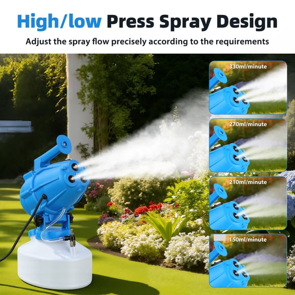 SHUO Y - Electric ULV Fogger Sprayer Machine with 3 Nozzles, 5L(1.3 Gallon) Portable Cold Fogger Machine with Adjustable Flow Rate, 30ft Spraying Distance for Home, Garden, Yard