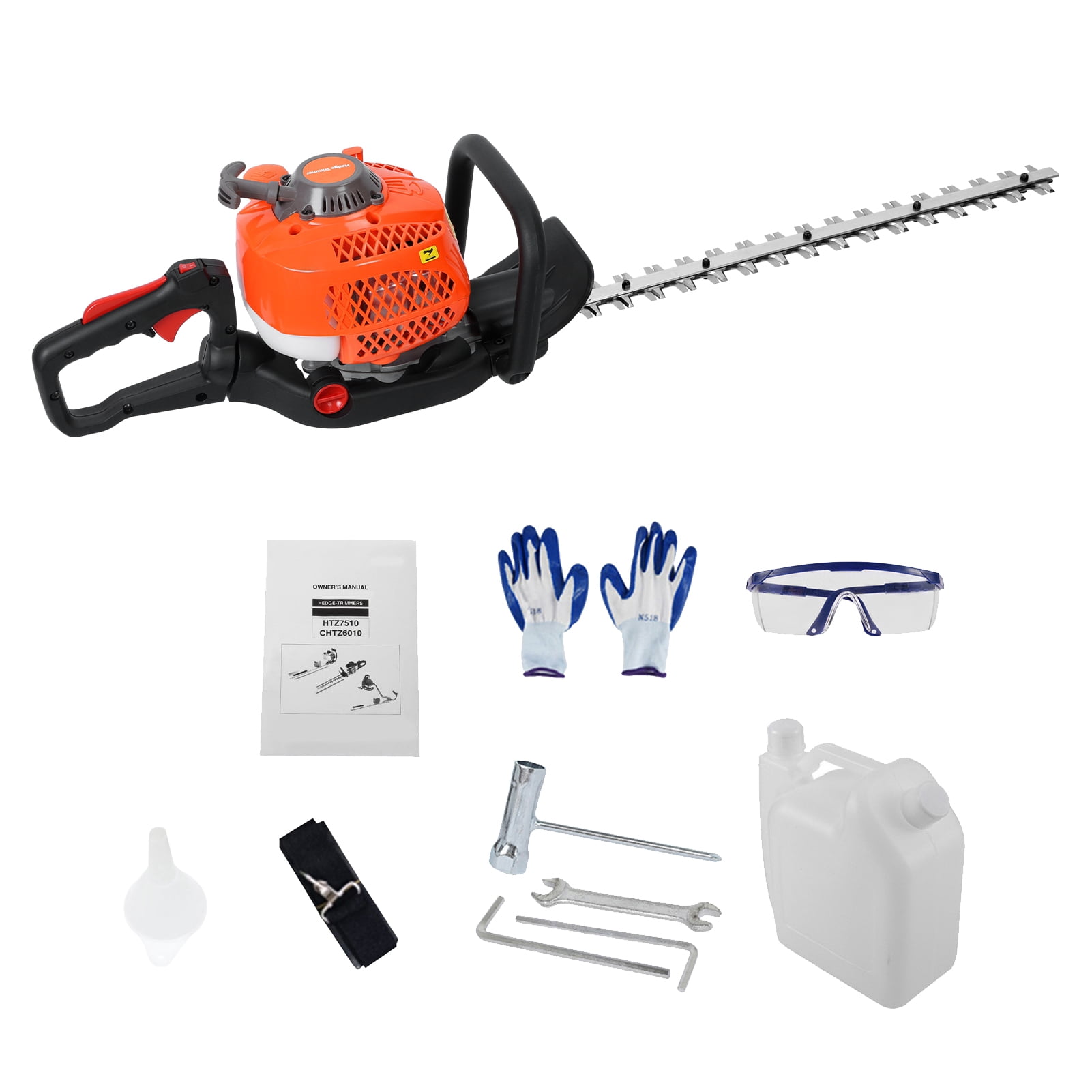SHUO Y - Hedge Trimmer, 26CC Gas Cordless Hedge Trimmer, Handheld Chainsaw Hedge Pruner, 0.88HP Double-Sided Blade Gas Powered Bush Cutter, 24" Blade Lightweight Yard Tool with Shoulder Strap