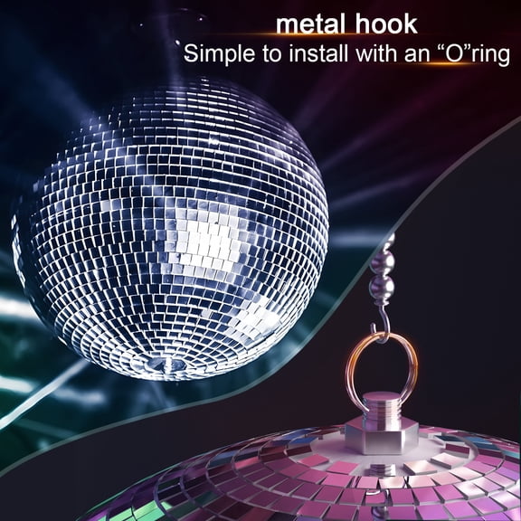 SHUO Y - Mirror Disco Ball, 16 Inch Silver Reflective Party Ball with Hanging Ring, Glass Mirror Ball for DJ, Club & Holiday Decor