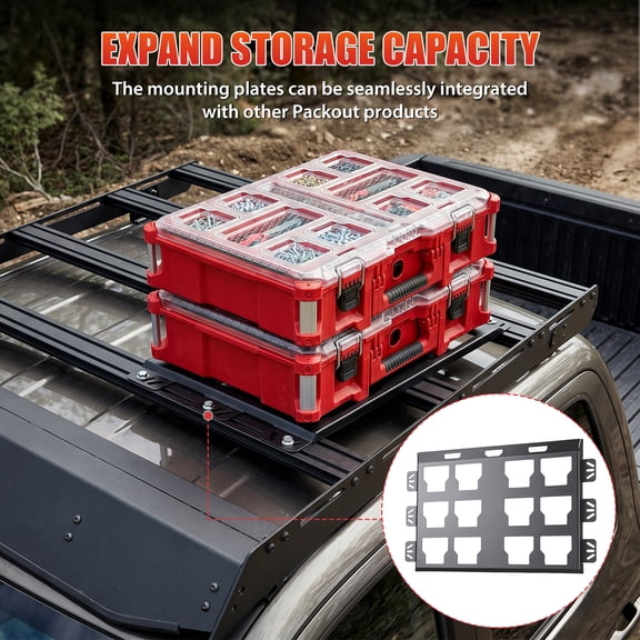 SHUO Y - Mounting Plates for Milwaukee Packout 48-22-8486, 2Pcs Metal Base for Milwaukee Toolboxes, 100 Lbs Load Capacity, Compatible with Packout Tool Storage Setup and System Organization