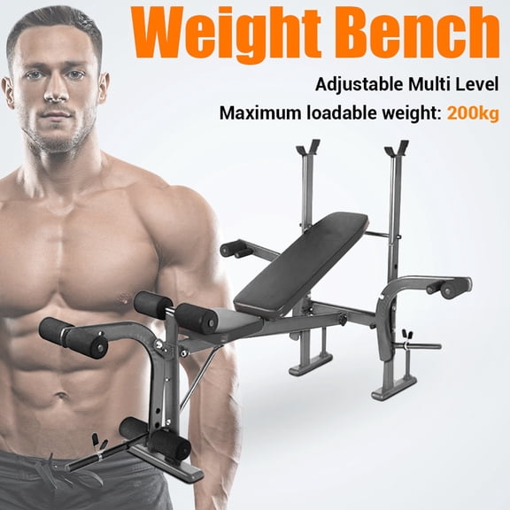 SHUO Y - Multi-Function Weight Bench with Barbell Rack, Adjustable Workout Bench Press Set with Leg Developer for Home Gym Full Body Strength Training