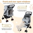 thumbnail image 1 of SHUO Y - Pet Stroller, Foldable 4 Wheels Cat And Dog Stroller with Mesh Windows, Cup Holder, Storage Basket, Pet Strolling Cart Holds up to 22lbs for Small Medium Dogs Cats, Grey, 1 of 8